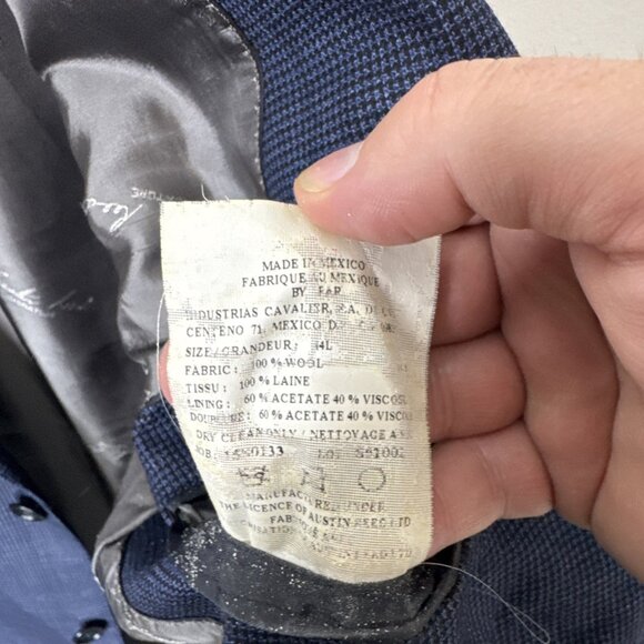 Austin Reed Signature Blazer Men’s 44R Blue Wool Super 110s Piacere Fabric - Picture 7 of 8